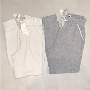 2 Abercrombie XS Cream Grey Ribbed Joggers Sweats Lounge Pants Soft